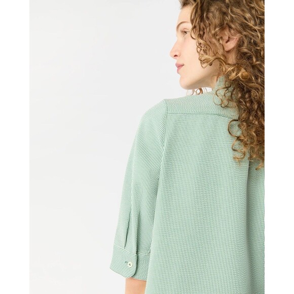 NWT Ann Mashburn Size Small Frill Dress Green White Small Bengal Stripe Stretchy - Picture 10 of 16